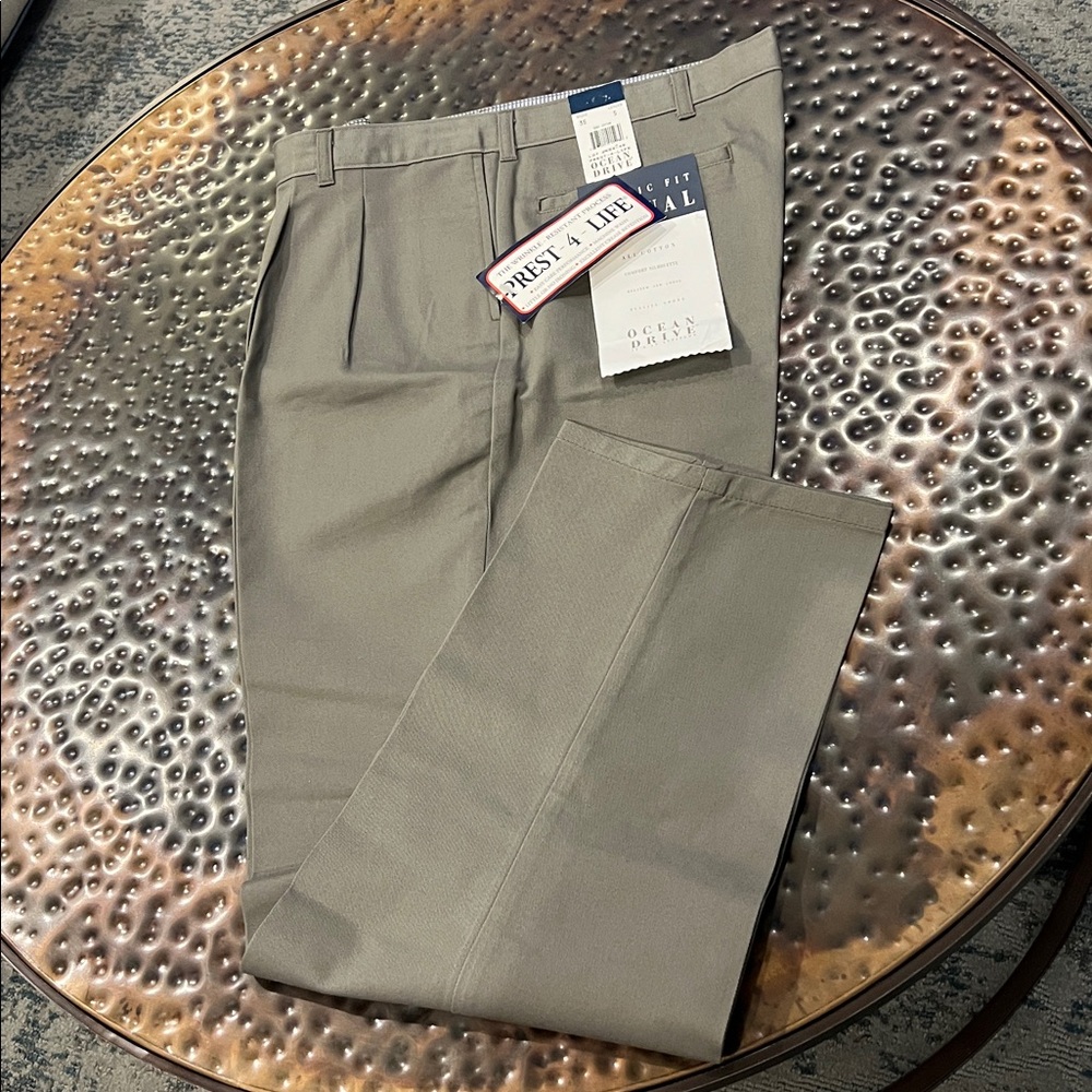 Brand New Ocean Drive Classic Fit Relaxed & Loose Casual 100% Cotton Taupe Pants